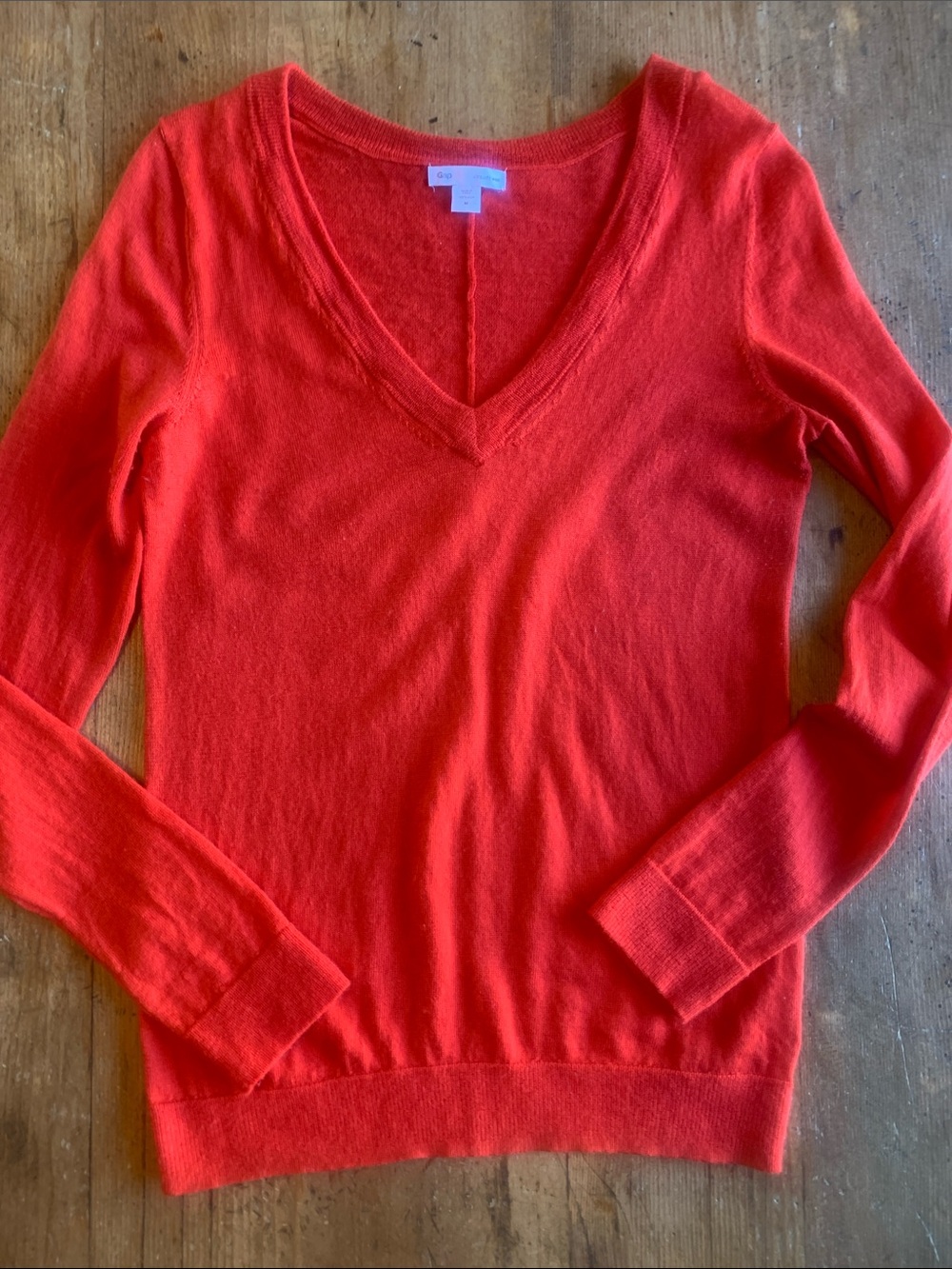 GAP Women's V-Neck Sweater in Bright Red - ultra soft wool